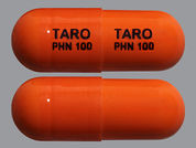 Phenytoin Sodium: This is a Capsule imprinted with TARO  PHN 100 on the front, TARO  PHN 100 on the back.