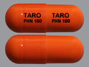 Phenytoin Sodium: Esto es un Cápsula imprimido con TARO  PHN 100 en la parte delantera, TARO  PHN 100 en la parte posterior, y es fabricado por None.