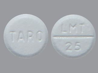 This is a Tablet imprinted with TARO on the front, LMT  25 on the back.