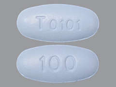 Esto es un Tableta azul oblongo imprimido con T0101 en la parte delantera, 100 en la parte posterior, y es fabricado por TERSERA THERAPE.