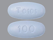 Varubi: This is a Tablet imprinted with T0101 on the front, 100 on the back.