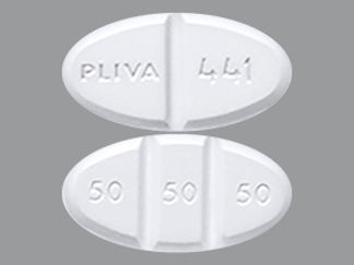 This is a Tablet imprinted with PLIVA 441 on the front, 50 50 50 on the back.