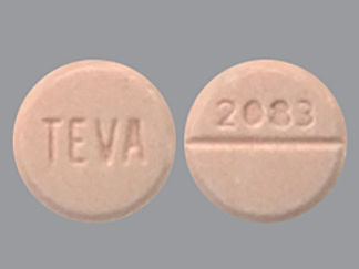 Esto es un Tableta imprimido con TEVA en la parte delantera, 2083 en la parte posterior, y es fabricado por None.