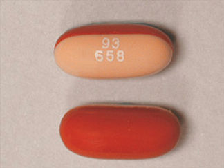 This is a Capsule imprinted with 93  658 on the front, nothing on the back.