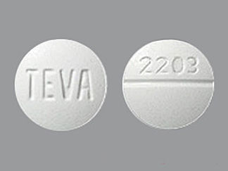 This is a Tablet imprinted with TEVA on the front, 2203 on the back.