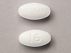 This is a white oval Tablet imprinted with BIOCRAFT on the front, 16 on the back, and is manufactured by TEVA USA.