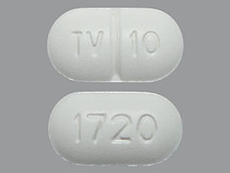 This is a Tablet imprinted with TV 10 on the front, 1720 on the back.