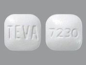 Cilostazol: This is a Tablet imprinted with TEVA on the front, 7230 on the back.