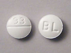 Esto es un Tableta blanco redondo imprimido con BL en la parte delantera, 93 en la parte posterior, y es fabricado por TEVA USA.