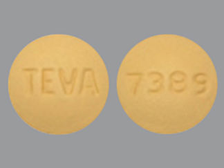 Esto es un Tableta imprimido con TEVA en la parte delantera, 7389 en la parte posterior, y es fabricado por None.