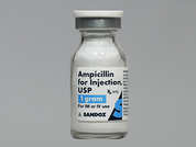 Ampicillin Sodium: Esto es un Vial blanco imprimido con nada en la parte delantera, nada en la parte posterior, y es fabricado por SANDOZ.