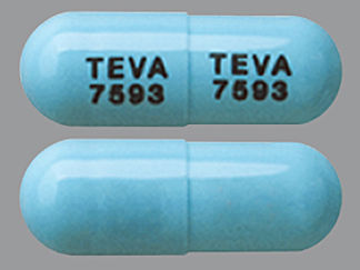 This is a Capsule imprinted with TEVA  7593 on the front, TEVA  7593 on the back.