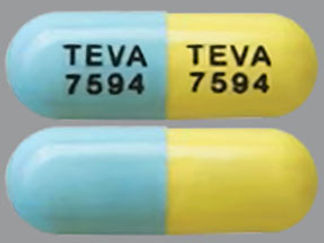 Esto es un Cápsula imprimido con TEVA  7594 en la parte delantera, TEVA  7594 en la parte posterior, y es fabricado por None.