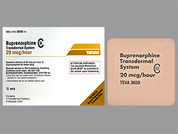 Buprenorphine: Esto es un Parche Transdérmico Semanal imprimido con Buprenorphine  Transdermal  System  CIII en la parte delantera, nada en la parte posterior, y es fabricado por None.