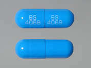 Prazosin Hcl: This is a blue oblong Capsule imprinted with 93  4069 on the front, 93  4069 on the back, and is manufactured by TEVA USA.