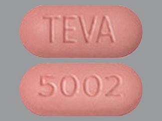 This is a Tablet imprinted with TEVA on the front, 5002 on the back.