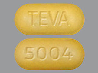 This is a Tablet imprinted with TEVA on the front, 5004 on the back.