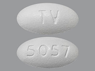This is a Tablet imprinted with TV on the front, 5057 on the back.