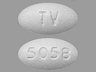 This is a Tablet imprinted with TV on the front, 5058 on the back.