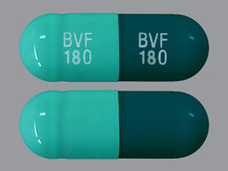 This is a Capsule Er 24 Hr imprinted with BVF  180 on the front, BVF  180 on the back.