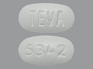 Esto es un Tableta imprimido con TEVA en la parte delantera, 5342 en la parte posterior, y es fabricado por None.