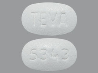 Esto es un Tableta imprimido con TEVA en la parte delantera, 5343 en la parte posterior, y es fabricado por None.