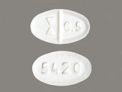 Cabergoline: This is a Tablet imprinted with logo and 0.5 on the front, 5420 on the back.