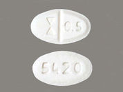 Cabergoline: Esto es un Tableta imprimido con logo and 0.5 en la parte delantera, 5420 en la parte posterior, y es fabricado por None.