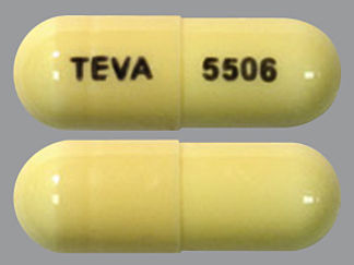 This is a Capsule imprinted with TEVA on the front, 5506 on the back.