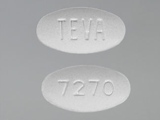 Esto es un Tableta imprimido con TEVA en la parte delantera, 7270 en la parte posterior, y es fabricado por None.