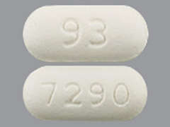 Esto es un Tableta blanco oblongo imprimido con 93 en la parte delantera, 7290 en la parte posterior, y es fabricado por TEVA USA.
