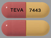 Fluvastatin Sodium: This is a Capsule imprinted with TEVA on the front, 7443 on the back.