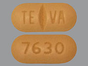 Imatinib Mesylate: Esto es un Tableta imprimido con TE VA en la parte delantera, 7630 en la parte posterior, y es fabricado por None.