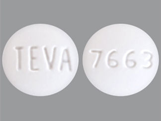 This is a Tablet imprinted with TEVA on the front, 7663 on the back.