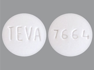 This is a Tablet imprinted with TEVA on the front, 7664 on the back.