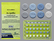 Tri-Sprintec: Esto es un Tableta imprimido con b en la parte delantera, 985 or 986 or 987 or 143 en la parte posterior, y es fabricado por None.