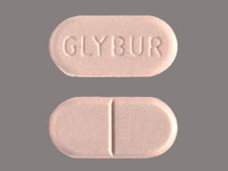 This is a Tablet imprinted with GLYBUR on the front, nothing on the back.