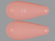 Imvexxy: This is a Insert Dose Pack imprinted with 10 on the front, nothing on the back.