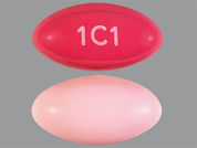 Bijuva: This is a Capsule imprinted with 1C1 on the front, nothing on the back.