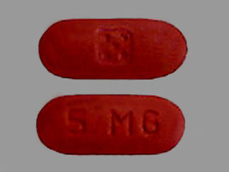 This is a Tablet imprinted with logo on the front, 5 MG on the back.