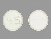 Lamotrigine (Blue): This is a Tablet Dose Pack imprinted with 45 on the front, nothing on the back.