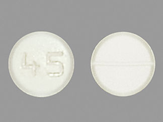 This is a Tablet Dose Pack imprinted with 45 on the front, nothing on the back.