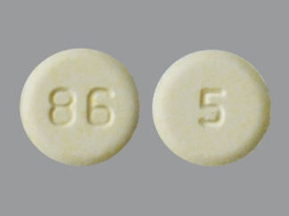 Esto es un Tableta De Desintegración imprimido con 86 en la parte delantera, 5 en la parte posterior, y es fabricado por None.