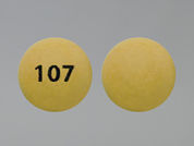 Rabeprazole Sodium: This is a Tablet Dr imprinted with 107 on the front, nothing on the back.