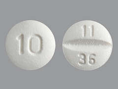 This is a white round Tablet imprinted with 11  36 on the front, 10 on the back, and is manufactured by TORRENT PHARMAC.