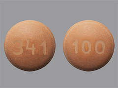 This is a Tablet Er 24 Hr imprinted with 341 on the front, 100 on the back.
