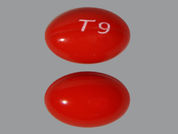 Triphrocaps: This is a Capsule imprinted with T9 on the front, nothing on the back.