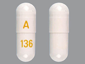 This is a Capsule imprinted with A on the front, 136 on the back.
