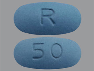 This is a Tablet imprinted with R on the front, 50 on the back.