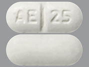 Ethacrynic Acid: Esto es un Tableta imprimido con AE 25 en la parte delantera, nada en la parte posterior, y es fabricado por None.